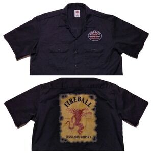 DICKIES Fireball Cinnamon Whisky Short Sleeve Button Work‎ Shirt Black Large L